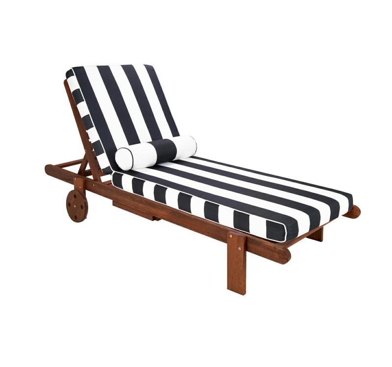 Zestaw ogrodowy AZURE leżak z materacem  i poduszką biało-czarny