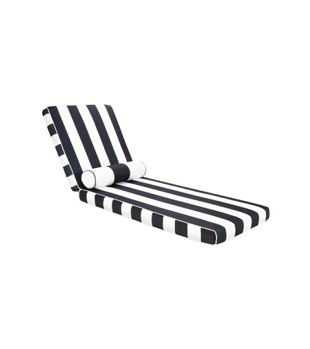 Zestaw ogrodowy AZURE leżak z materacem  i poduszką biało-czarny