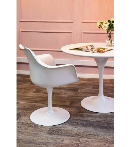 Stół TULIP PREMIUM 100 biały  - MDF, metal