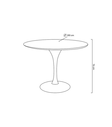 Stół TULIP PREMIUM 100 biały  - MDF, metal