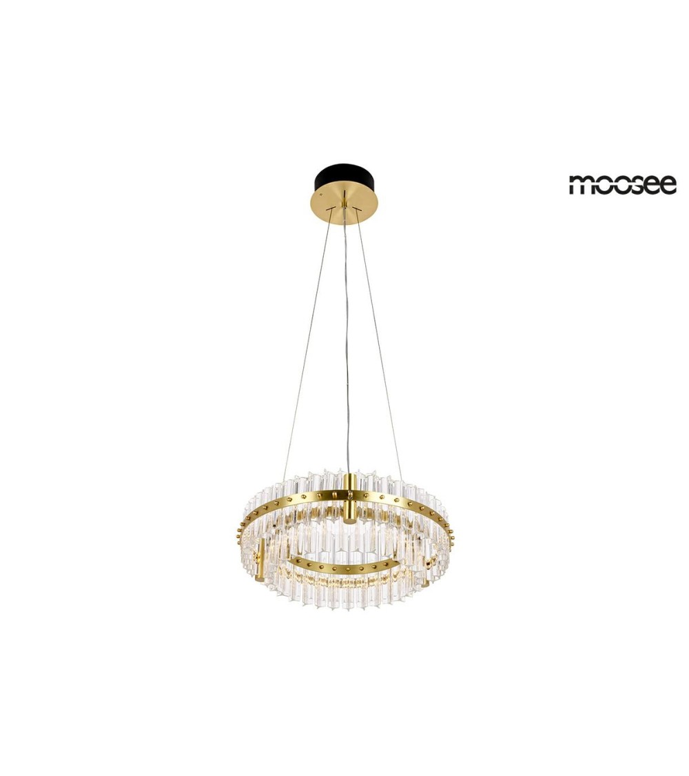 MOOSEE lampa wisząca SATURNUS 47 DUO złota - LED, kryształ, stal szczotkowana