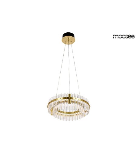 MOOSEE lampa wisząca SATURNUS 47 DUO złota - LED, kryształ, stal szczotkowana