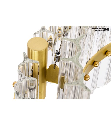 MOOSEE lampa wisząca SATURNUS 47 DUO złota - LED, kryształ, stal szczotkowana