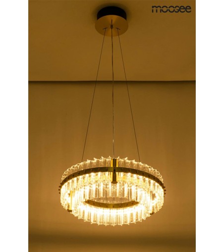 MOOSEE lampa wisząca SATURNUS 47 DUO złota - LED, kryształ, stal szczotkowana