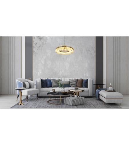 MOOSEE lampa wisząca SATURNUS 47 DUO złota - LED, kryształ, stal szczotkowana