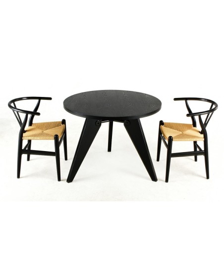 Krzesło WISHBONE czarne - drewno bukowe, naturalne włókno