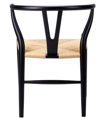 Krzesło WISHBONE czarne - drewno bukowe, naturalne włókno