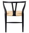 Krzesło WISHBONE czarne - drewno bukowe, naturalne włókno