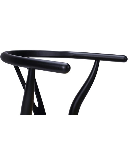 Krzesło WISHBONE czarne - drewno bukowe, naturalne włókno