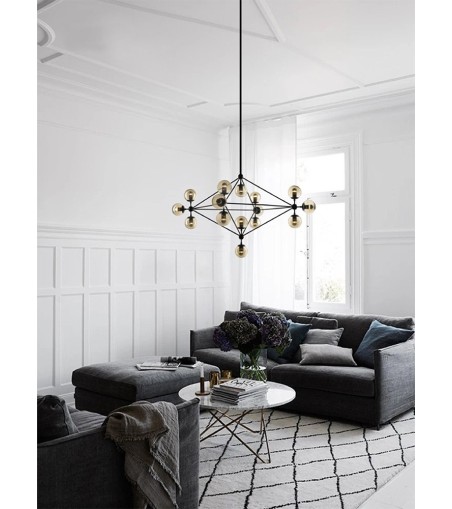 Lampa wisząca PLANETARIO 15 czarna - klosze dymione