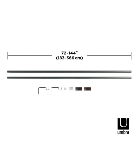 UMBRA karnisz rozszerzany BLOK 183 - 366 srebrny