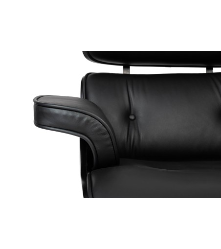 Fotel biurowy LOUNGE GUBERNATOR czarny - heban, skóra naturalna, podstawa czarna