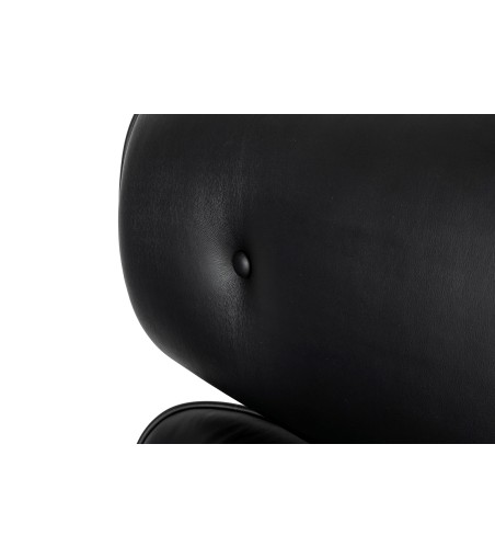 Fotel biurowy LOUNGE GUBERNATOR czarny - heban, skóra naturalna, podstawa czarna