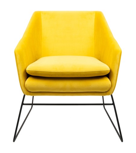 Fotel EMMA VELVET żółty welur - podstawa metal czarna