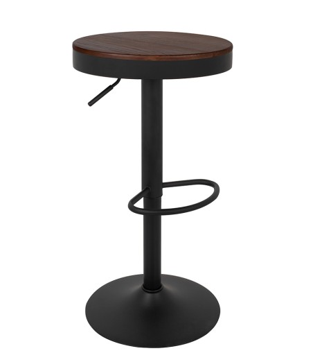 Krzesło barowe VOLT regulowane czarne / ciemny wiąz