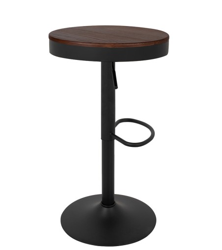 Krzesło barowe VOLT regulowane czarne / ciemny wiąz