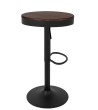 Krzesło barowe VOLT regulowane czarne / ciemny wiąz