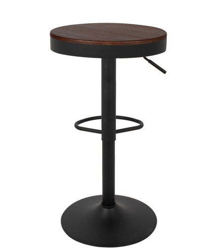 Krzesło barowe VOLT regulowane czarne / ciemny wiąz