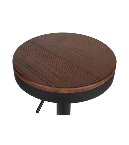 Krzesło barowe VOLT regulowane czarne / ciemny wiąz