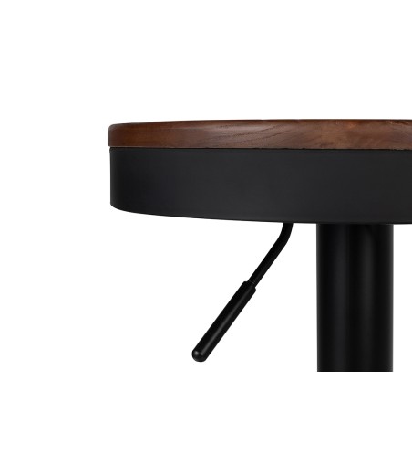 Krzesło barowe VOLT regulowane czarne / ciemny wiąz