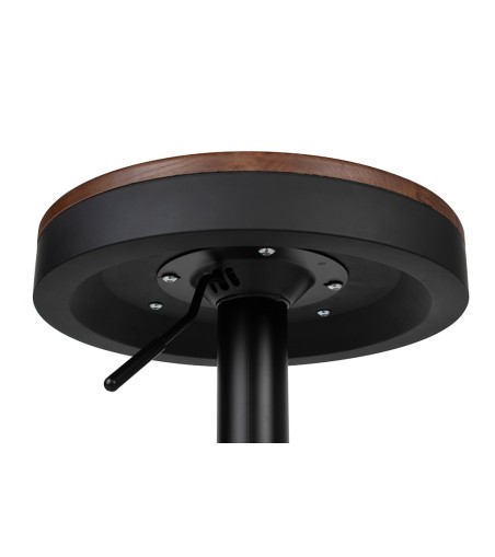 Krzesło barowe VOLT regulowane czarne / ciemny wiąz