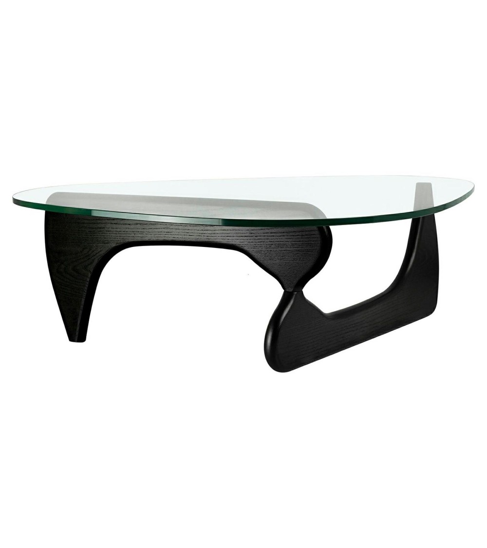 Stolik STABLE BLACK - szkło, podstawa     drewniana czarny jesion.