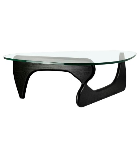 Stolik STABLE BLACK - szkło, podstawa     drewniana czarny jesion.