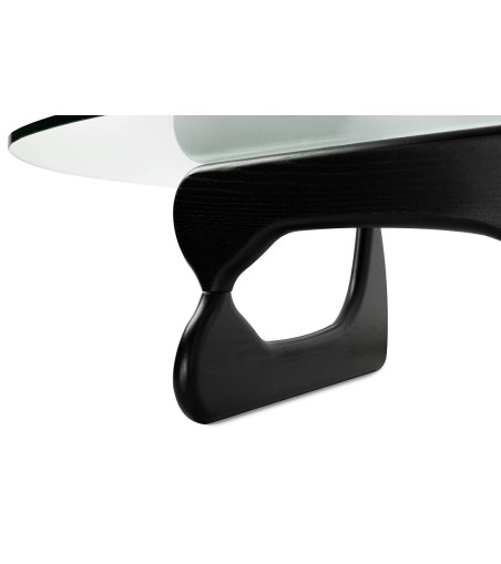 Stolik STABLE BLACK - szkło, podstawa     drewniana czarny jesion.