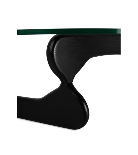 Stolik STABLE BLACK - szkło, podstawa     drewniana czarny jesion.