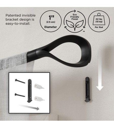 UMBRA karnisz LOOP 1 107 - 305 cm czarny