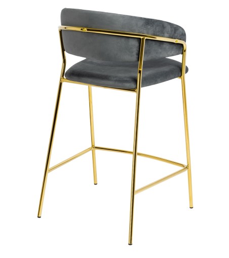 Krzesło barowe MARGO 65 ciemny szary - welur, podstawa złota