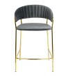 Krzesło barowe MARGO 65 ciemny szary - welur, podstawa złota