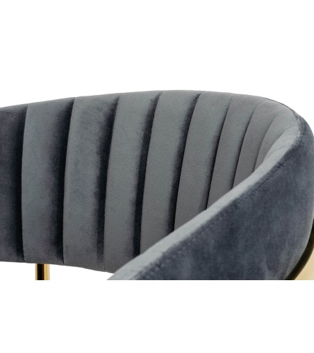 Krzesło barowe MARGO 65 ciemny szary - welur, podstawa złota