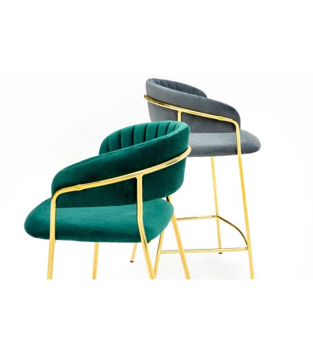 Krzesło barowe MARGO 65 ciemny szary - welur, podstawa złota