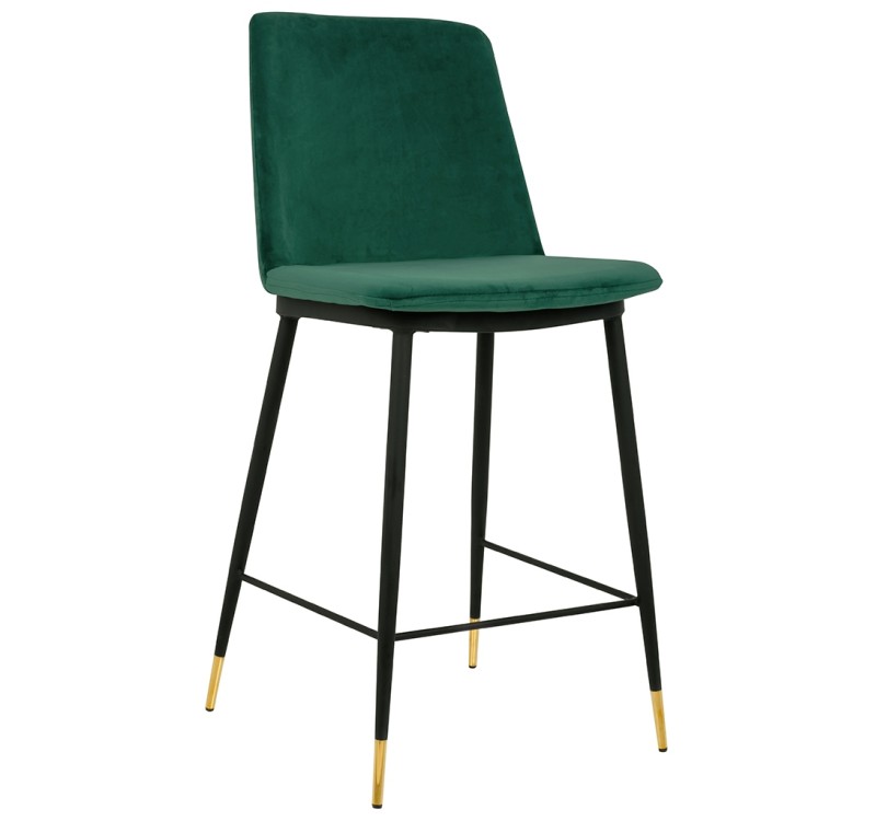 Krzesło barowe DIEGO 65 zielone - welur, podstawa czarno złota