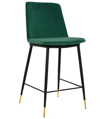 Krzesło barowe DIEGO 65 zielone - welur, podstawa czarno złota