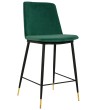 Krzesło barowe DIEGO 65 zielone - welur, podstawa czarno złota