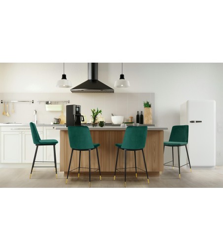 Krzesło barowe DIEGO 65 zielone - welur, podstawa czarno złota