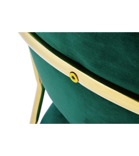 Krzesło barowe MARGO 65 ciemny zielony - welur, podstawa złota