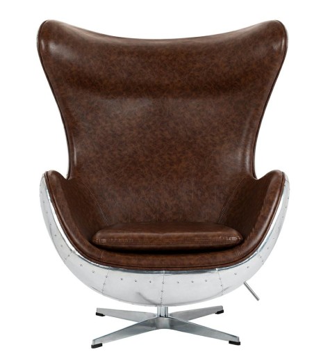 Fotel EGG AVIATOR PU brązowy