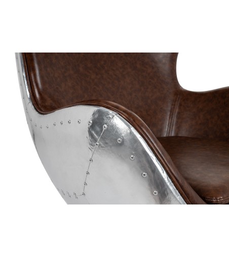 Fotel EGG AVIATOR PU brązowy