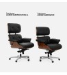 Fotel biurowy LOUNGE GUBERNATOR czarny - sklejka orzech, skóra naturalna, stal polerowana
