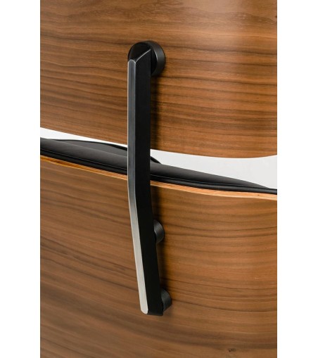 Fotel biurowy LOUNGE GUBERNATOR czarny - sklejka orzech, skóra naturalna, stal polerowana