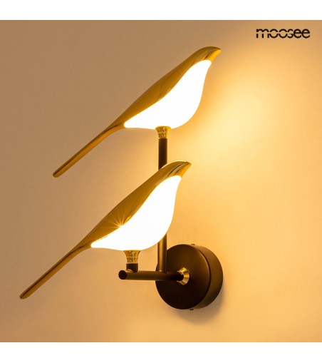 MOOSEE lampa ścienna BIRD TWIN złota