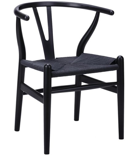 Krzesło WISHBONE czarne - drewno bukowe, czarne włókno