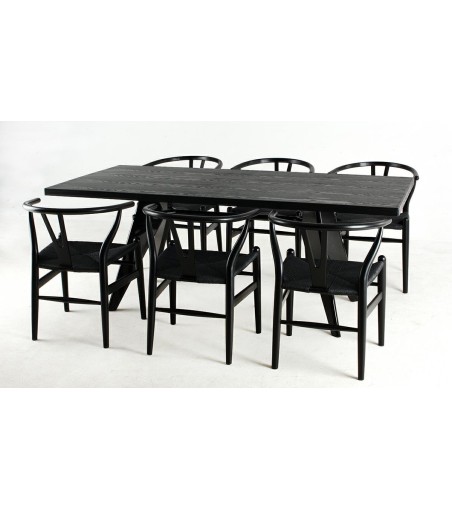 Krzesło WISHBONE czarne - drewno bukowe, czarne włókno