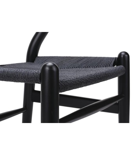 Krzesło WISHBONE czarne - drewno bukowe, czarne włókno