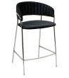 Krzesło barowe MARGO 65 czarny - welur, podstawa chromowana