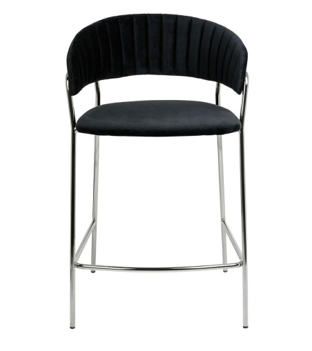 Krzesło barowe MARGO 65 czarny - welur, podstawa chromowana