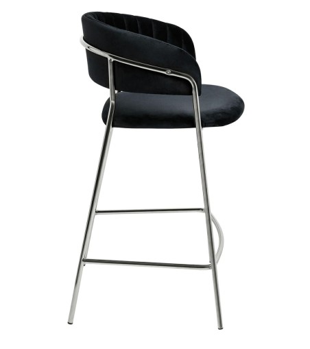 Krzesło barowe MARGO 65 czarny - welur, podstawa chromowana